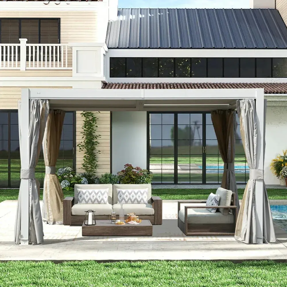 Domi Outdoor Living Aluminum Louvered Pergola 10 x 10 ft in White