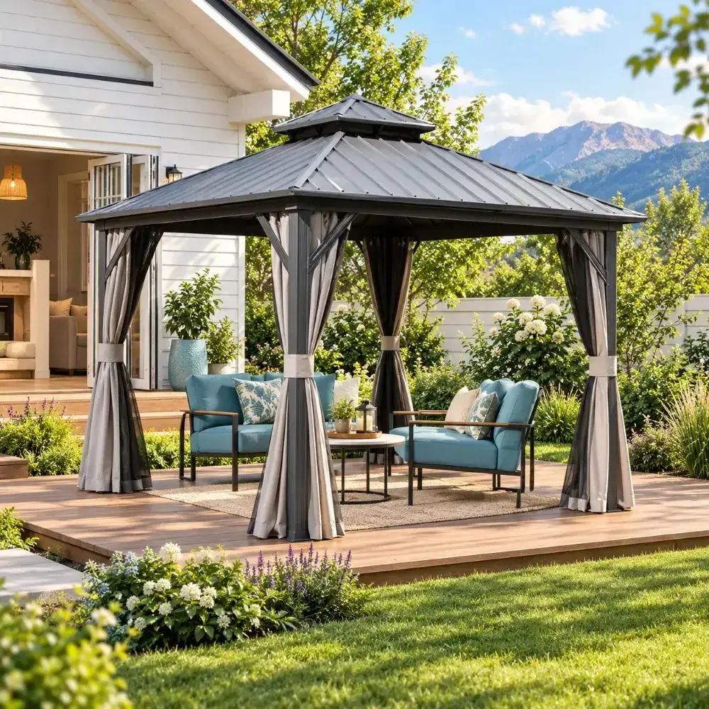 Domi Outdoor Living Classic Hardtop Gazebo 8 x 8 ft in Gray
