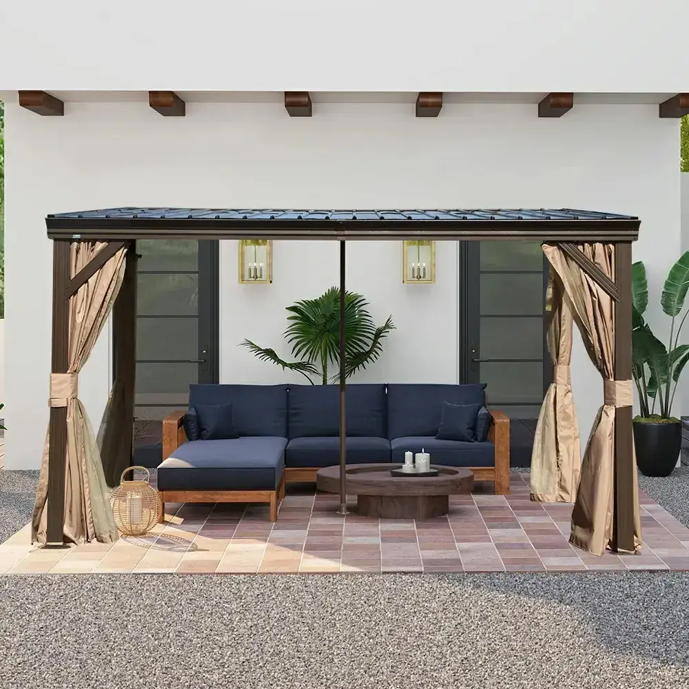 Domi Outdoor Living Wall-Mounted Hardtop Gazebo 8 x 12 ft