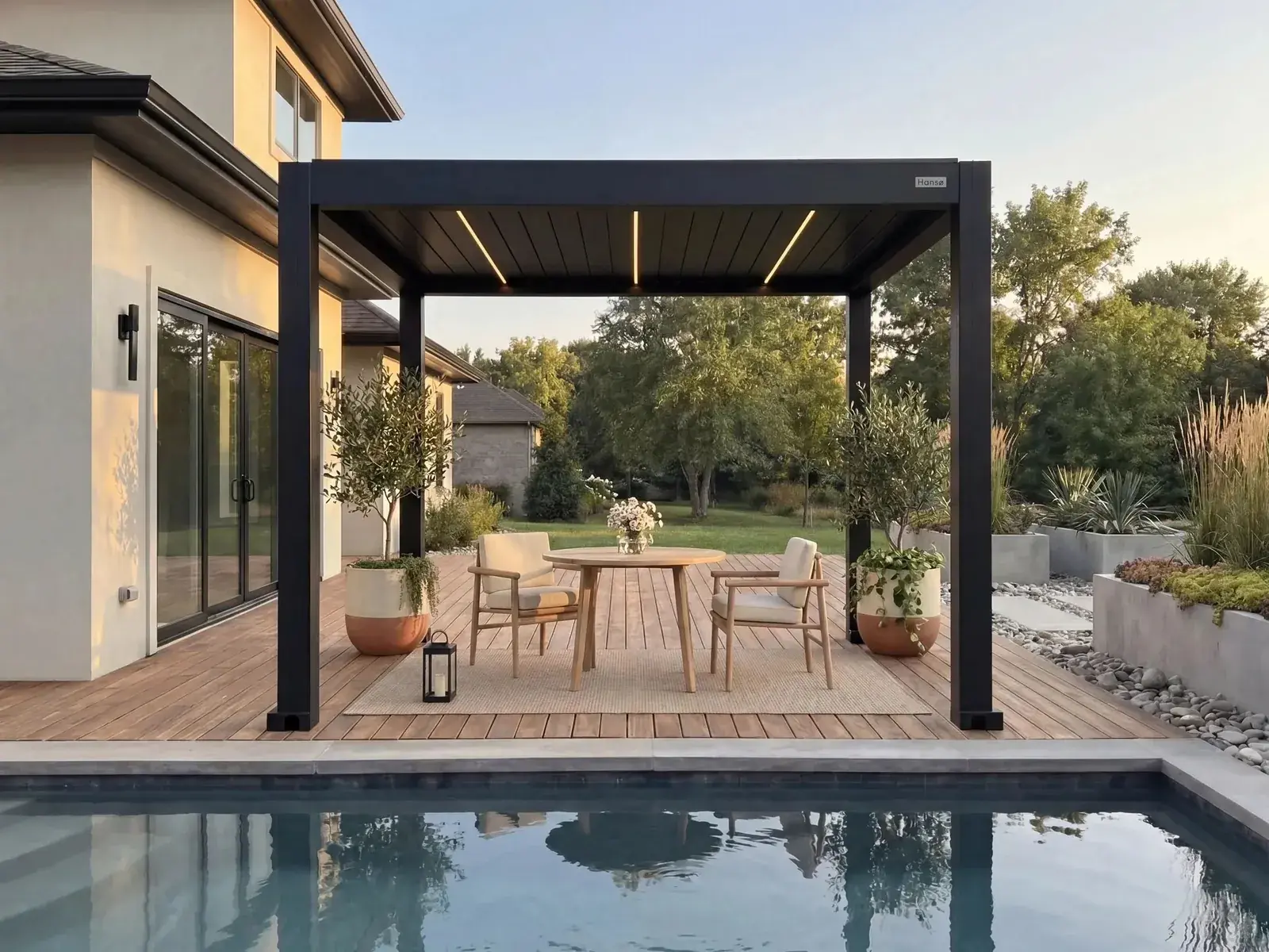 Hans√∏ Apex Pergola 10 x 10 ft in Dark Gray