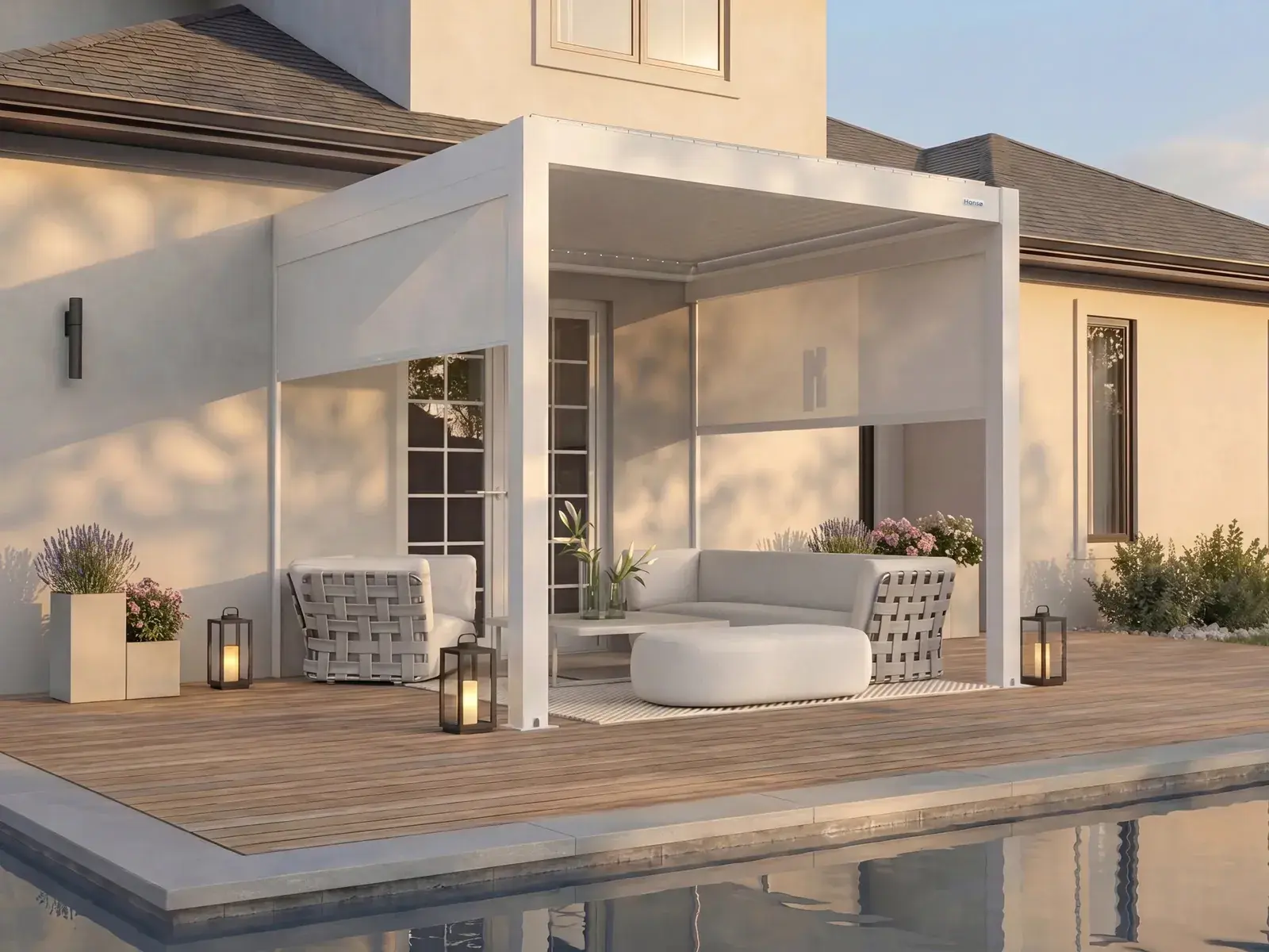 Hans√∏ Aluminum Pergola Kit 10 x 10 ft in White