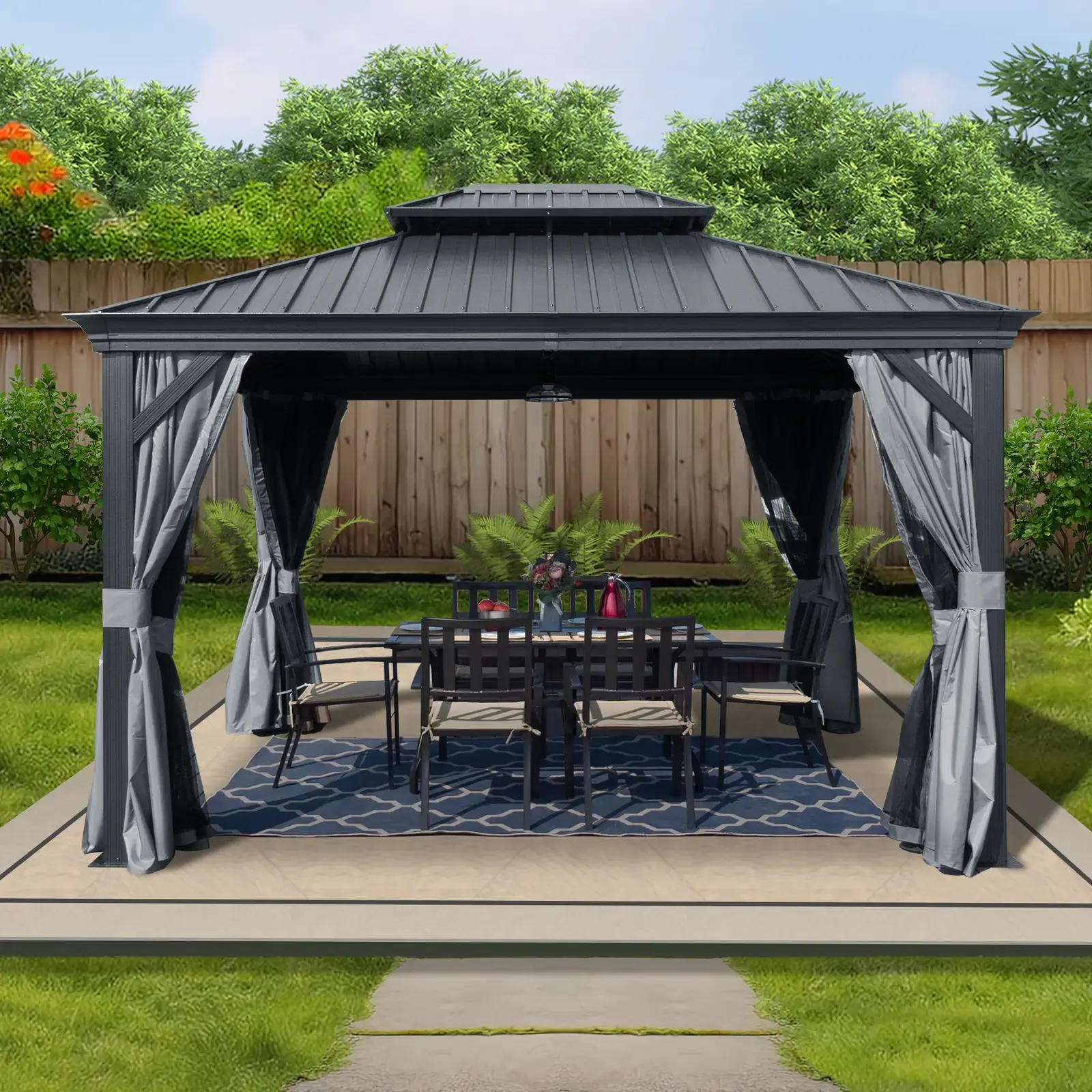Kozyard Alexander Hardtop Gazebo 10 x 12 ft in Grey