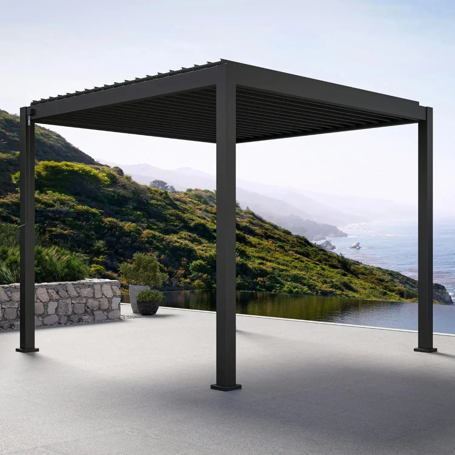 Mirador Outdoor 111DA Louvered Pergola 10 x 10 ft in Charcoal