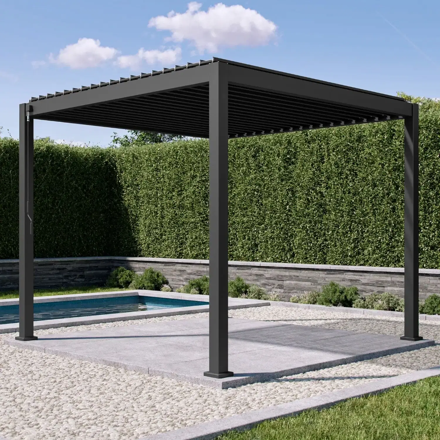 Mirador Outdoor 111S Louvered Pergola 10 x 10 ft in Charcoal