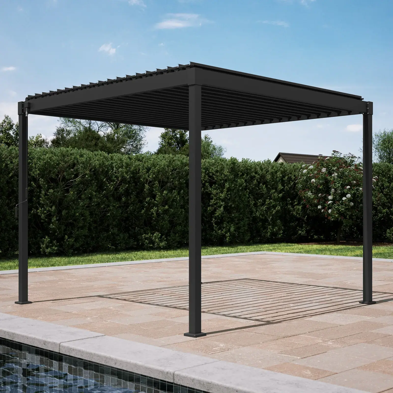 Mirador Outdoor 80S Louvered Pergola 10 x 10 ft in Charcoal