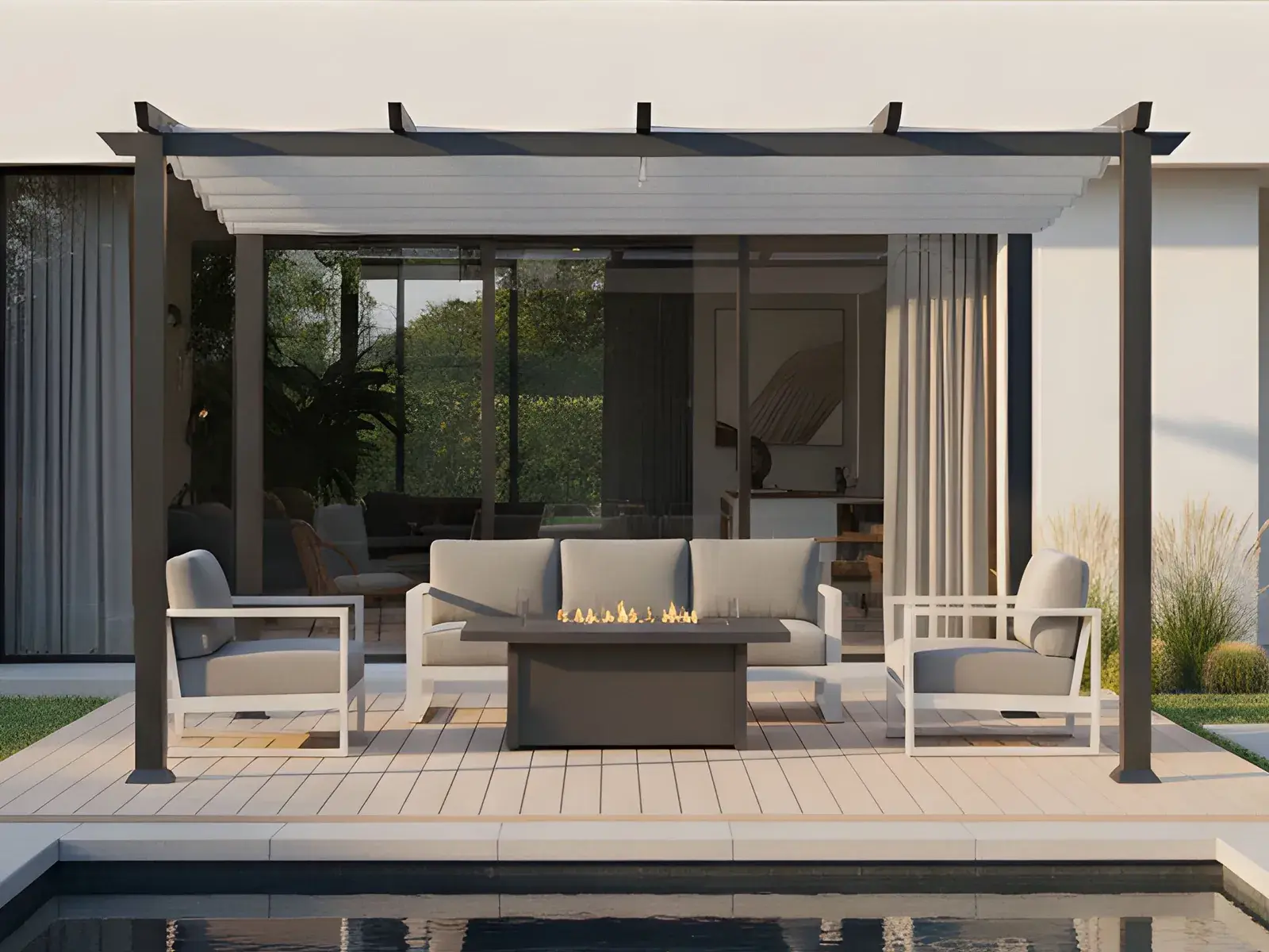 Paragon Outdoor Modena Soft Top Pergola 12 x 12 ft in Charcoal