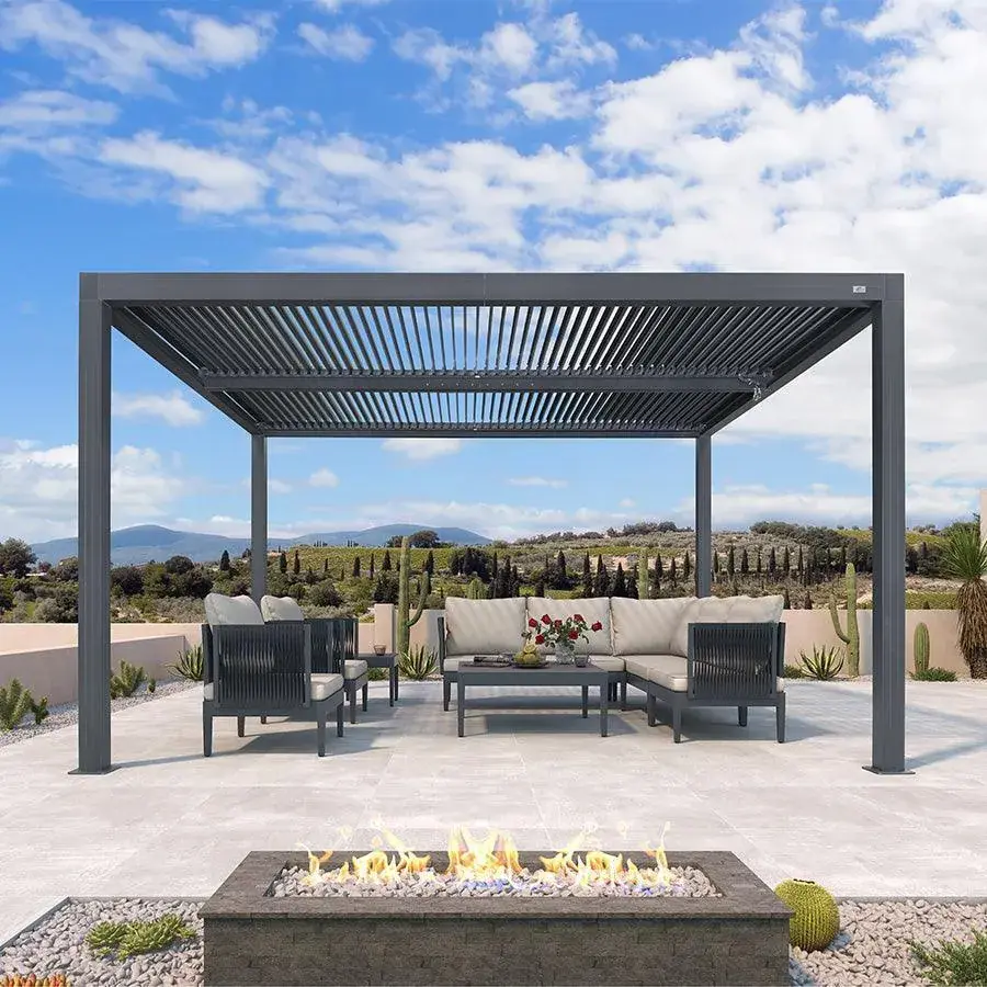 Purple Leaf Athena Louvered Pergola 10 x 12 ft in Grey