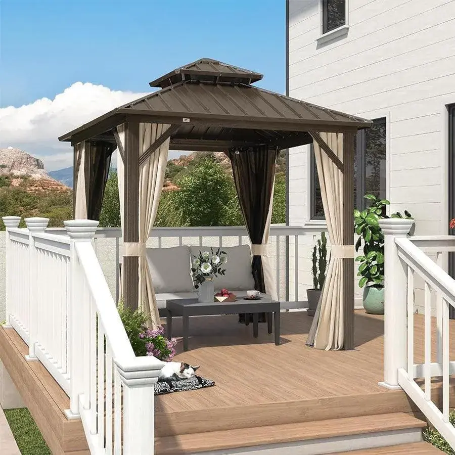 Purple Leaf Bronze Galvanized Double Roof Gazebo 8 x 8 ft
