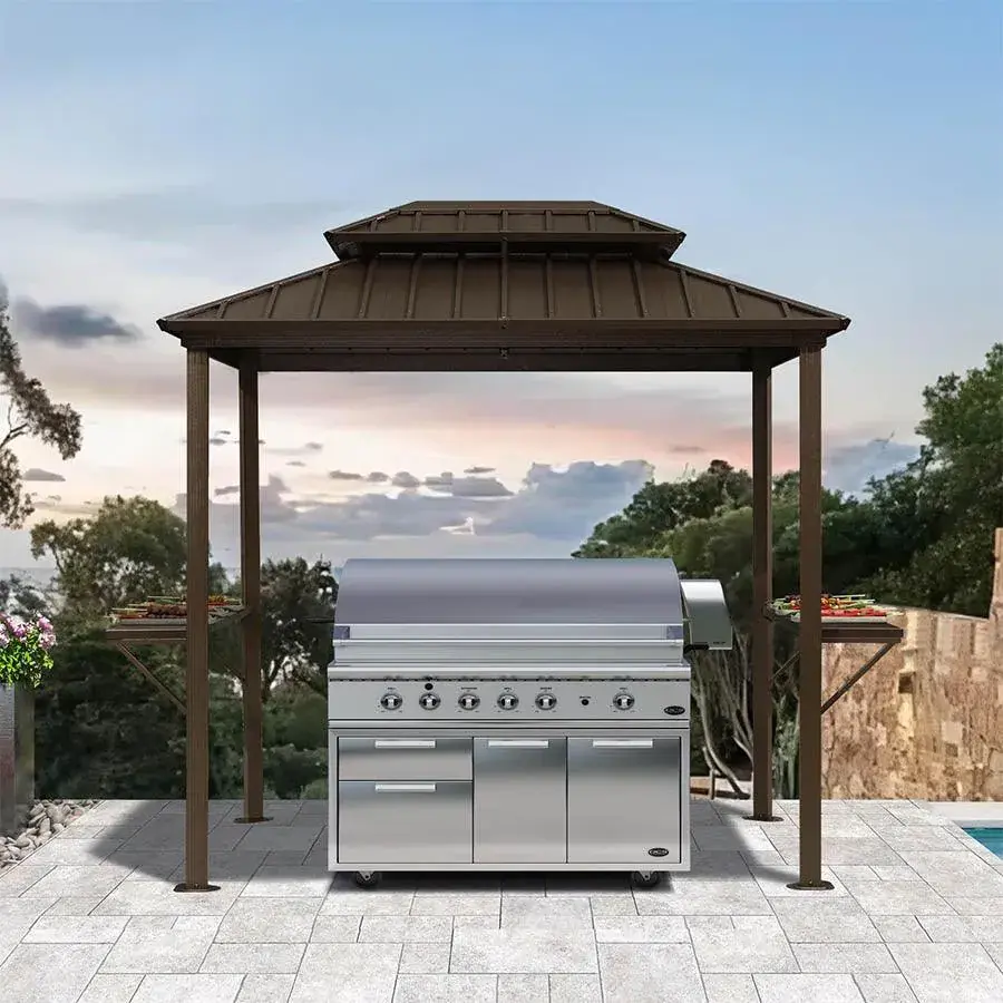 Purple Leaf Bronze Hardtop Grill Gazebo 6 x 8 ft