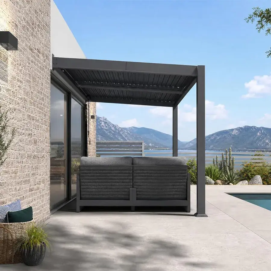 Purple Leaf Caesar Wall Mounted Louvered Pergola 8 x 10 ft
