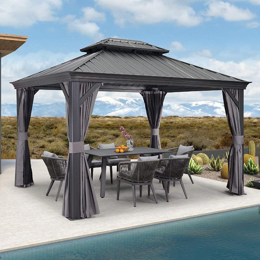 Purple Leaf Grey Backyard Hardtop Gazebo 10 x 12 ft