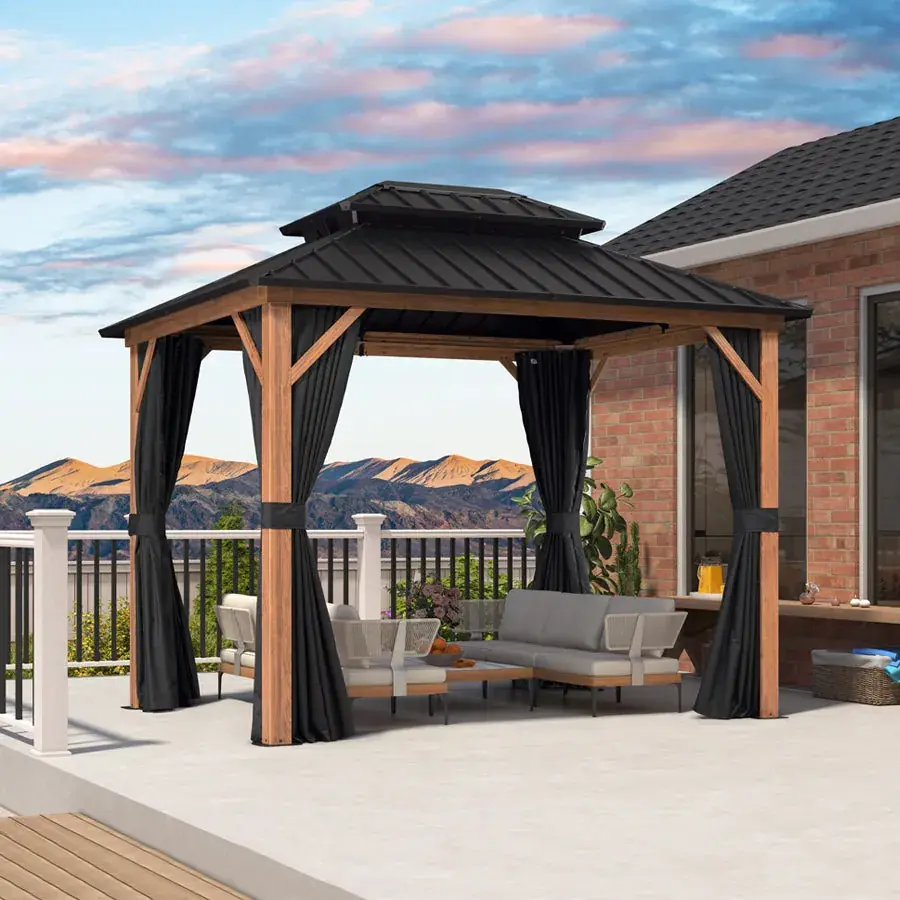 Purple Leaf Metal Double Roof Gazebo 8 x 10 ft