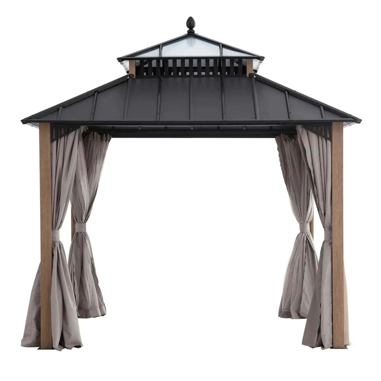Sunjoy Kingston Horizon PC-Vent Gazebo 10 x 10 ft in Natural Woodgrain
