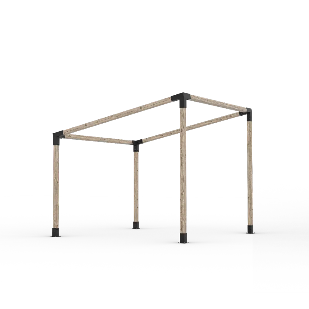 Toja Grid Any Size Angled Pergola Kit shown as a single-slope timber frame with black steel brackets
