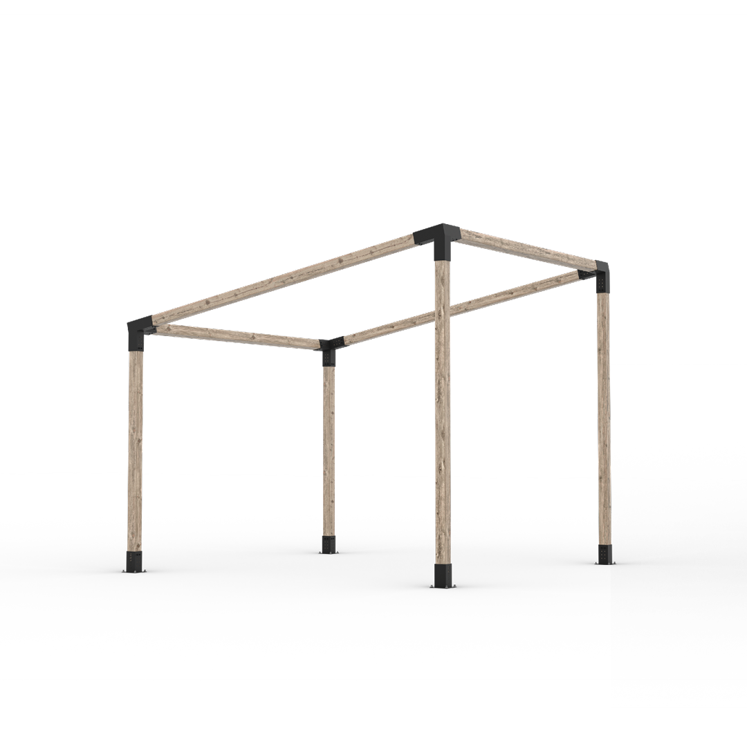 Toja Grid Any Size Angled Pergola Kit shown as a single-slope timber frame with black steel brackets
