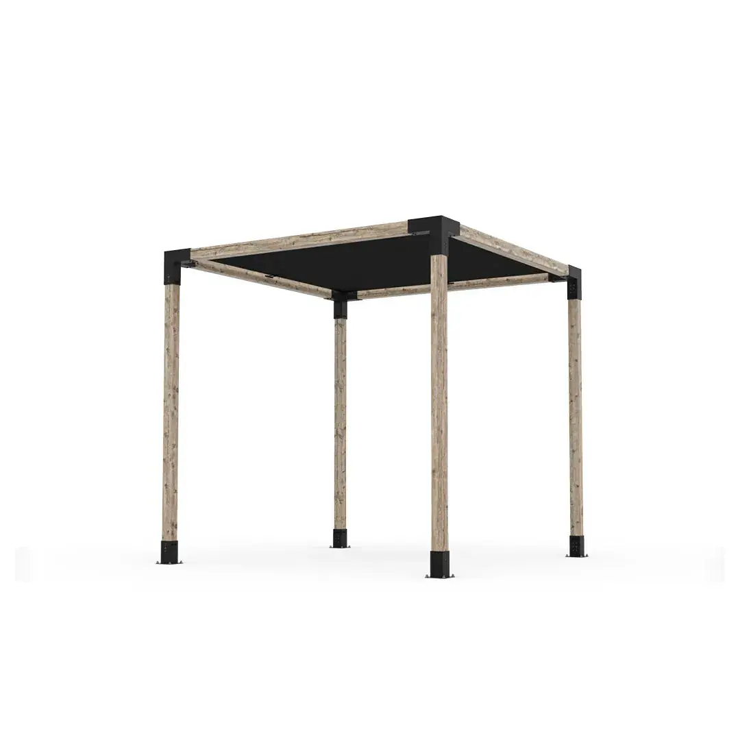 Toja Grid Pergola Kit with SHADE SAIL in Black / 4x4 brackets / 8' x 8' shade sail