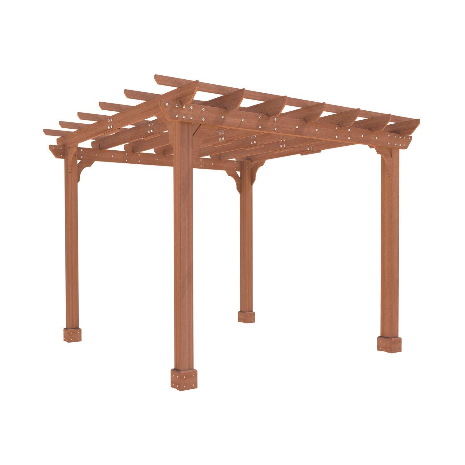 Veikous solid cedar pergola with a slatted roof on a white background