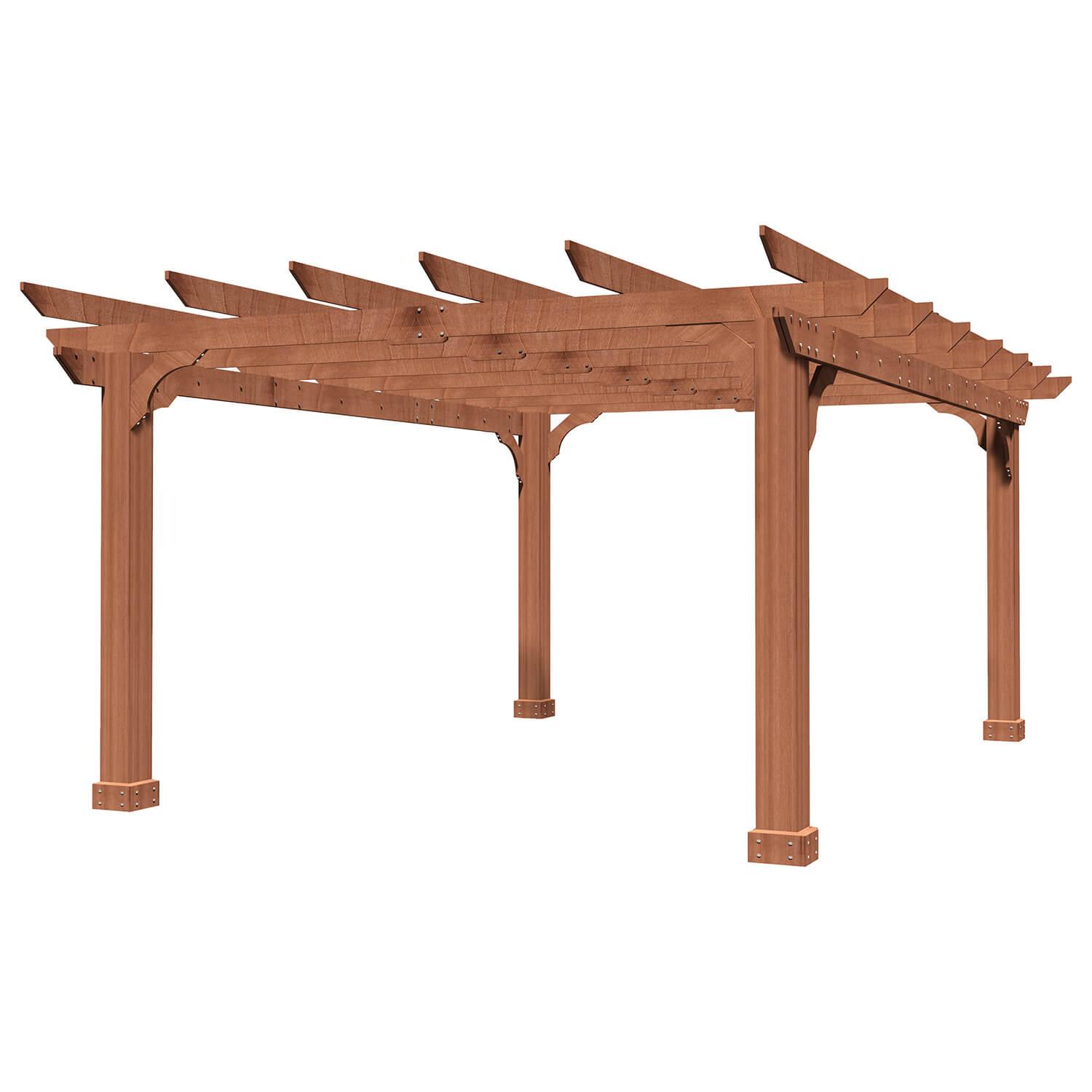 Veikous cedar pergola with a slatted roof on a white background