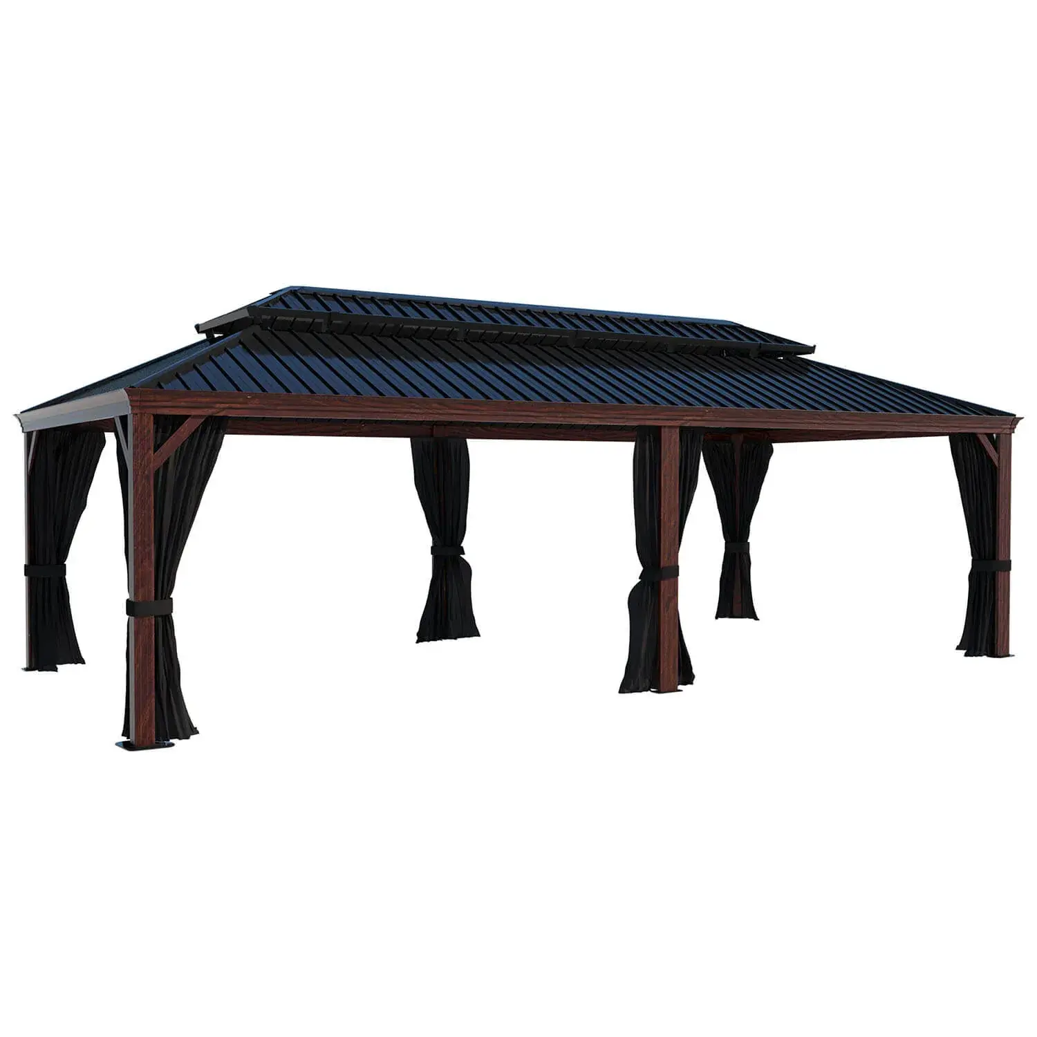 Veikous 14x24 Hardtop Gazebo in Saddlebrown