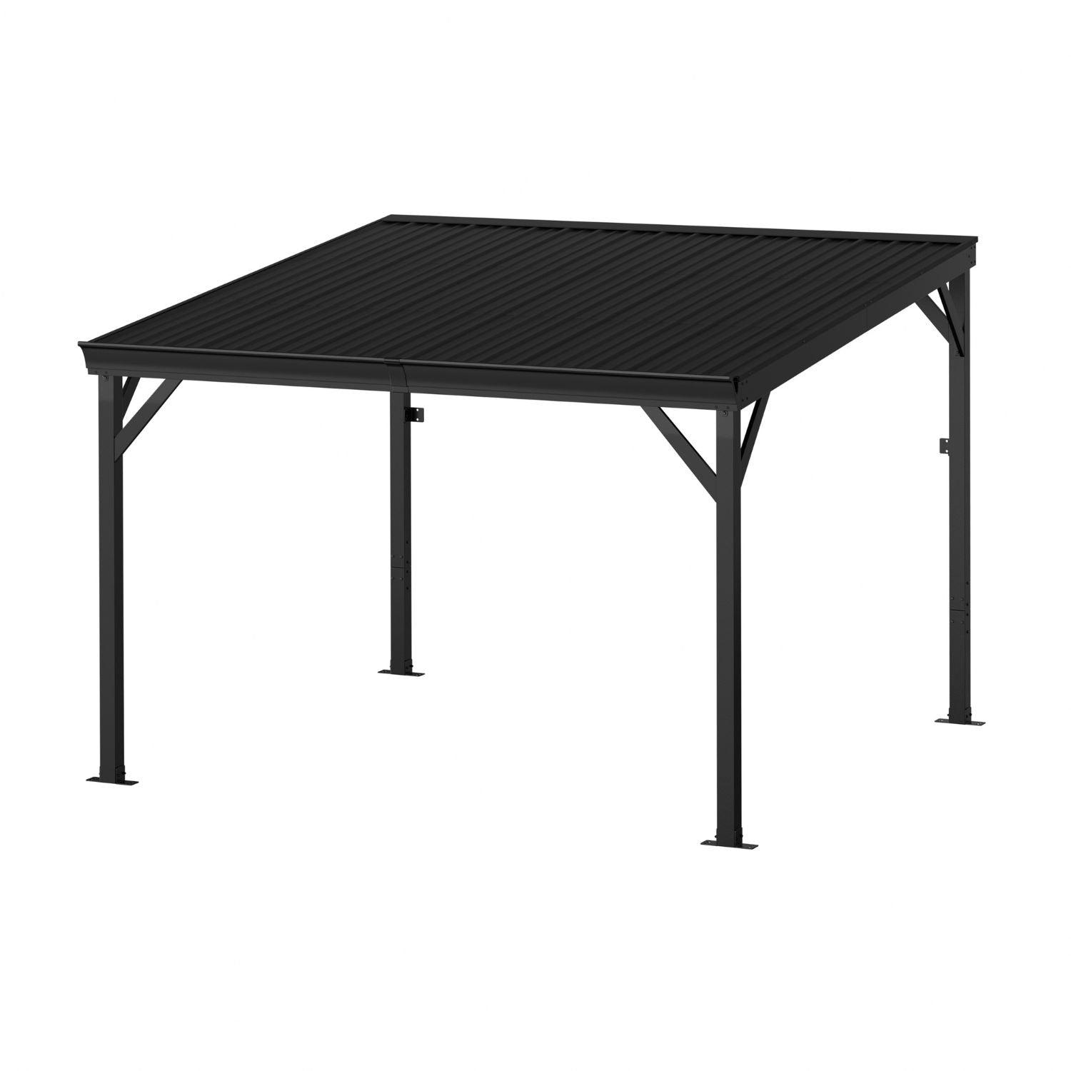 Veikous aluminum lean-to gazebo with a sloping black roof on a white background